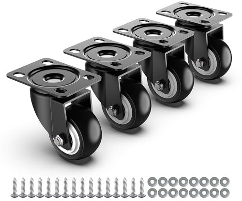 HOLKIE Castor Wheels without brake and No Noise Wheels 50mm Heavy Duty Castors for Furniture Total Capacity 250KG (pack of 4)