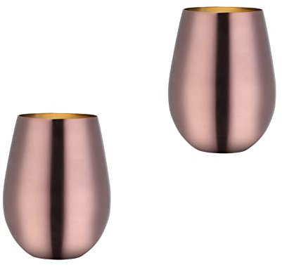 Buyer Star Edelstahl-Bierkrüge 2er Set, Farbige Bierkrüge, Krüge für Bier, Kaffee, Saft. spülmaschinenfest,Kupfer