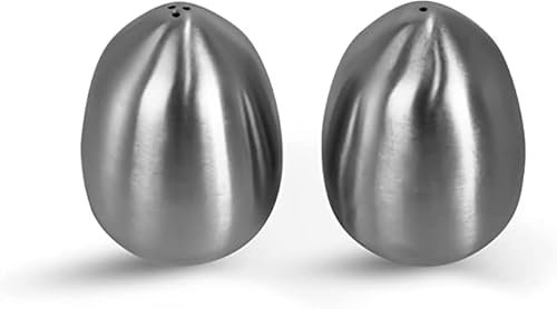 Juego de 2 saleros y pimenteros de acero inoxidable con forma de huevo con 1 y 3 agujeros