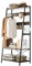 unho Industrial Clothes Rail Rack, Heavy Duty Garment Rack Wardrobe with 3 Tier Storage Shelves Metal and Wooden Coat Stand with Shoe Rack for Bedroom Hallway Entryway Rustic Black and Brown
