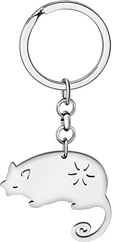 NEWEI Süß Ratte Geschenke Süß Edelstahl Ratte Schlüsselanhänger für Frauen Mädchen Brieftasche Autoschlüssel Charms (Versilbert)