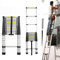 5M Telescopic Ladder 16.5FT Multi-Purpose Folding Aluminium Telescoping Ladder Foldable Ladder Extension Ladder Extendable Portable Loft Ladder Lightweight for Outdoor Indoor Work, 330lb Capacity
