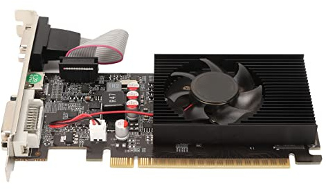 Wakects Carte Graphique DDR3 1 Go, Carte Graphique de Jeu HD 64 Bits 810 MHz pour PC avec Interface DVI HDMI VGA et Ventilateur Unique, Prend en Charge PCI Express X16 2.0, GT610