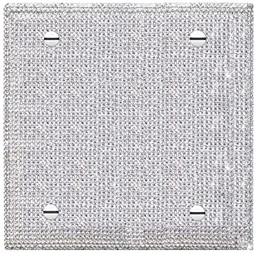 Shiny Silver Rhinestones Light Switch Cover Blank Wall Plates Cover Double Toggle Wall Plate Toggle Light Switch Cover Rhinestones Outlet Covers Wall Plate