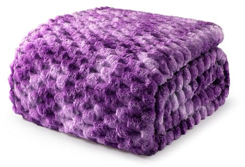 Exclusivo Mezcla Kuscheldecke Fleece Decke, Flauschige Sofadecke 150 x 200 cm, Jacquard-Überwurfdecke Wohndecke Tagesdecke, Warm und Leicht für Ganzjahreszeit, Lila