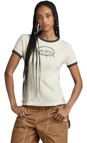 G-Star RAW Damen Army Ringer Slim Top, Beige (Antique White D24506-D527-G286), XXS