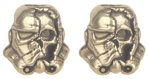 StarWay 2pcs Dead Soldier Skull Face EDC Out Brass Knife Beads Umbrella Rope Cord Outdoor Knife Pendant Paracord Lanyard Bead