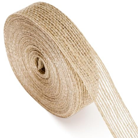 KINGLAKE 2cm Hessian Ribbon Roll, 10m Burlap Jute Ribbon for Gift Wrapping, Natural Brown Craft Ribbons for Crafting, Florist, Presents Packing, Rustic Wedding & Christmas Decorations
