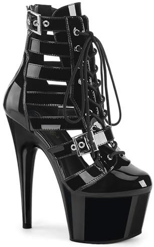 Pleaser Adore-1013MST - Stivaletti da donna, Nero verniciato/Nero, 36 EU