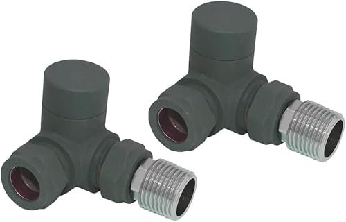 Warmehaus Anthracite Corner Towel Radiator Valves 15mm Twin Pack