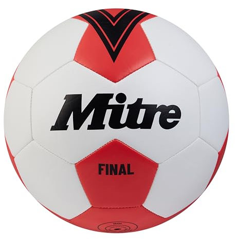 Mitre Final Freizeitfußball | perfekt für Kinder | Fußballgeschenk, Weiß/Leibchenrot, 3