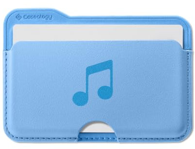 Caseology Folder Pop Magsafe Wallet [Rutschfestes Silikon Gemustert] Magnetischer Kartenhalter für iPhone 15, 14, 13, 12 Series – Himmelblau Musik