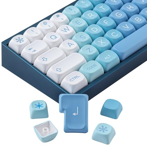 Sunzit Cute Custom Keycaps 140 Tasten PBT Keycap Set,MOA Profile Dye-Sub Blau Schneemonster Keycaps für Cherry MX Switches ISO/ANSI UK Layout Mechanical Gaming Keyboard