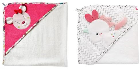 Fehn Badetuch Baby Sweetheart - Badehandtuch Kinder Poncho aus Baumwolle & Badetuch Baby Einhorn - Badehandtuch Kinder Poncho aus Frottee