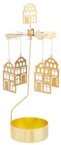 OLYCRAFT House Rotierender Kerzenständer Rotierender Kerzenhalter Drehender Teelicht Kerzenhalter Goldener Rotierender Kerzenhalter Aus Metall Für Geburtstag Hochzeit Jahrestag Party Tischdekoration