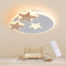 YUEEU 54CM Led Deckenleuchte Schlafzimmer,Holz Kinderzimmer Lampe Decke Stern Kinderlampe,Dimmbar Deckenlampe für Kinder Lampe mit Fernbedienung
