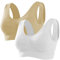 Memoryee Sport BH Damen Große Brüste Starker Halt Push Up Ohne Bügel 2er Pack Set Gepolstert Joggen Yoga Laufen Reiten Bra Crop Top Weiß+Beige 5XL