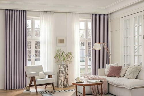 Ayoiow Verdunkelungsvorhang Jugendzimmer, Verdunkelungs-Vorhang Gardine Mit Ösen, Polyester Verdunkelungsvorhang 2 Stück, Lila, 107X115CM