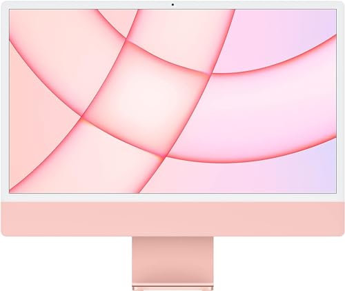 2021 Apple iMac avec Apple M1 Chip avec 8-core CPU (24-pouces, 16GB RAM, 256GB SSD Stockage) (AZERTY French) Rose (Reconditionné)