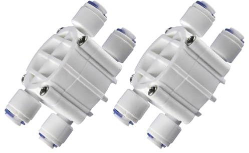 2 x 4-Wege-Absperrventil, 4-Wege-1/4-Port-Absperrventil, Ro Auto-Abschaltventilschalter, automatisches Absperrventil für Ro Wasserreiniger, Umkehrosmoseanlage