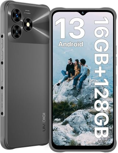 UMIDIGI G5 Mecha Smartphone Ohne Vertrag, 16GB RAM+128GB(Bis zu 1TB) Android 13 Handy Ohne Vertrag, 6,6 HD+Display 50MP, 6000mAh Outdoor Rugged Handys Dual SIM 4G/ Fingerabdruck/Face ID/OTG,Grau