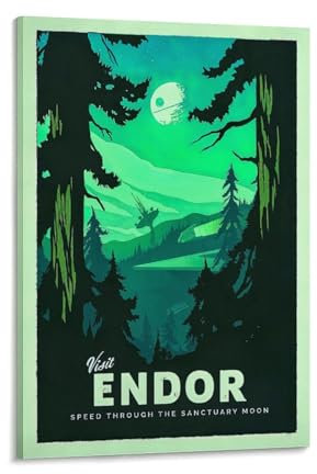 Endor Vintage-Reiseposter, Star Wars, Filmposter, dekoratives Gemälde, Leinwand, Wandkunst, Wohnzimmer-Dekor-Poster, 20x30 cm