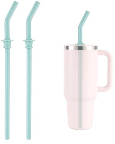 Lot de 2 Pailles de Rechange à Presser pour Hydro Flask Gobelet de Voyage de 40oz, Pailles Réutilisables en Silicone Sans BPA pour Hydro Flask Bouteille d'Eau Accessoires Pièces (Bleu Ciel)