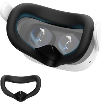 AMVR Silikon Face Cover Kompatibel mit Meta/Oculus Quest 3S Zubehör, Schweißfestes Face Pad, Immersive VR Experience (Schwarz)