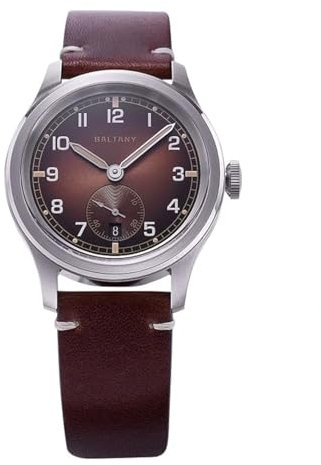 NIADI Baltany Retro WW2 Military Armbanduhr Gradual Brown ST1731 Automatik Wasserdicht 39 mm D12 Mechanische Uhr, V 1, Classic