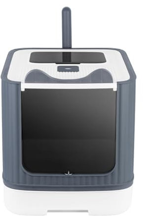 Vassoio per lettiera per gatti, grande per gatti e conigli con vassoio per lettiera in acciaio inossidabile, lettiera automatica autopulente, 44,5 x 36,5 x 34,5 cm, colore: bianco