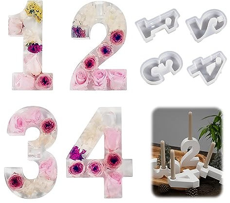 Silikonformen Gießformen Zahlen, Weihnachten, 1-4 Advent, DIY Handgemachte Kerzenhalter, Gießform Für Kerzenständer Tablett Dekoration (A)