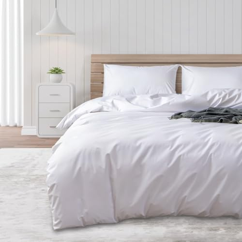 DUJUIKE Wasserdichter Bettbezug, Bettdeckenschutz, wasserdicht, Anti-Inkontinenz, geeignet für Haustiere, Katzen und Hunde, Kinder, ältere Menschen, Doppelreißverschluss (Weiß, Cal King (220*230 cm))