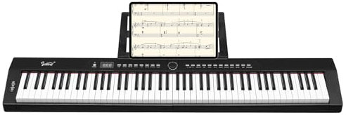 Bonnlo GPP-105 E Piano 88 Tasten, Digitalpiano Semi-Gewichtete Tastatur mit Dual-Bluetooth, Kopfhörer, Sustain-Pedal-System, für Musikliebhaber und Anfänger, Ohne Ständer