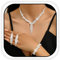 Fashband Silberne Braut-Halskette, Quaste, Ohrringe, Set, Brautschmuck, Hochzeit, Schmuck-Set, Strass, Abschlussball, Kostüm-Halsketten für Frauen, Einheitsgröße, Kunstperle, Kein edelstein