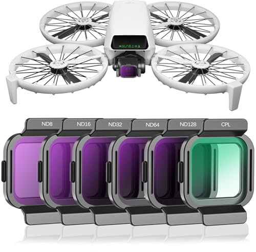 FPVtosky ND/CPL Filter Set für DJI Flip Zubehör, 6 Pack CPL ND8 ND16 ND32 ND64 ND128 HD Optisches Glas Mehrfach vergütete Neutraldichtefilter