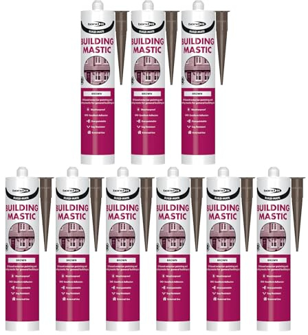 Bond It BUILD-MATE Building Mastic Silicone Sealant – 9x Brown, 310ml | Oil-Based Silicone Gunnable Pointing & Sealing Mastic for Exterior | Weatherproof Sealant Adhesion to Building Materials