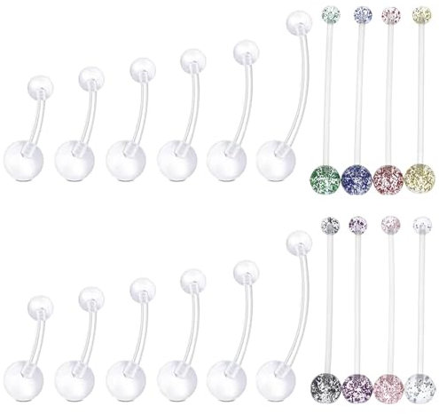 24 Stück Schwangerschaftspiercing Bauchnabel, Bauchnabelpiercing Schwangerschaft, Schwangerschaft Piercing Bauchnabel, Schwangerschaftspiercing Bauchnabel Set Flexibel, Ideal für Jeden Anlass