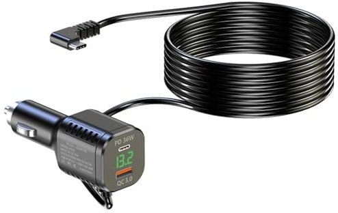 Hoembpn Caricatore Auto USB C 60W, 3 Porte PD e QC3.0 Adattatore per Caricabatterie a Ricarica Rapida per Accendisigari con Voltmetro LED e Cavo USB C da 3,5 m, Compatibile con iPhone Samsung Huawei