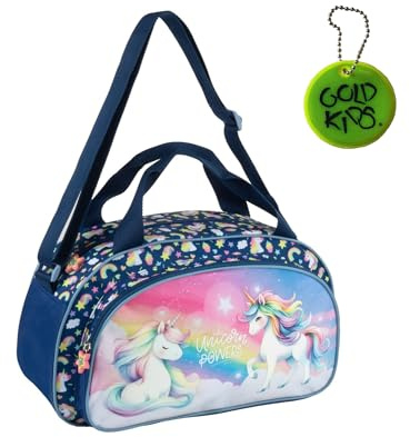 Goldkids - Sporttasche Kinder für Mädchen & Jungen - Umhängetasche mit Einhorn Motiv - Schwimmtasche mit verstärktem Boden - Trainingstasche 40 cm x 23 cm x 14
