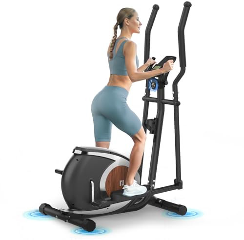 Magnetischer Crosstrainer, Ultraleiser Crosstrainer für zu Hause mit Bluetooth Fitness APP, 16 einstellbaren Widerstandsstufen, LCD Monitor, Geräte- und Flaschenhalter, 120KG Belastbarkeit