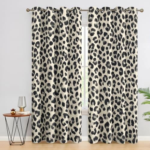 Generisch Vorhänge Leopard, Leopardenmuster Vorhang Blickdicht mit Ösen 2er Set, Verdunklungsvorhänge für Wohnzimmer Schlafzimmer Deko, Gardinen mit Muster 280 X 140 cm (H X B) M-S9
