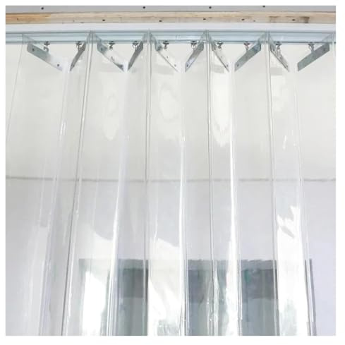Industrieller PVC-Streifenvorhang, faltbar, verschiebbar, vertikale Lamellen für Garage und Lagerung, 2,3 x 2,1 m, verbessern Privatsphäre und Klimaregulierung