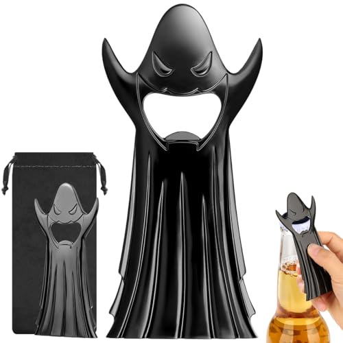 Ghost Beer Bottle Opener, Quirky Beer Bottle Opener, Halloween Decor Ghost, Creative Kitchen Bar Party Tools, Christmas Presents for Dad Husband, Portable Bottle Opener with Gift Bag, Black