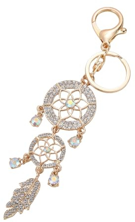 WANYI Schlüsselanhänger Feder Anhänger mit Haken Strass Schlüsselanhänger Band Glitzer Keychain Anhänger für Taschen Handy Charme