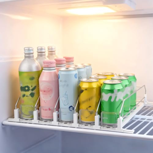 WOPPLXY Getränkehalter Kühlschrank, 42×31cm Dosenhalter Kühlschrank 5 Reihen, Automatisch Kühlschrank Dosen Organizer für Küche, Abstellraum, Supermärkte (für 20 Dosen)