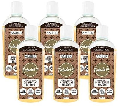 Fabulosa 4 in 1 Concentrated Antibacterial Disinfectant All Purpose Cleaner, 220ml, 6 pack, Amber