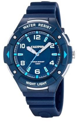 Calypso Herrenuhr Analog aus Kautschuk Blau | Quarzuhr, Widerstandsfähiges Glas, Wasserdicht 10 ATM, K5883/3, Street Style
