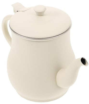 DOITOOL Récipient à Huile 500 Ml en Inox Passoire à Mailles Fines, Bec Verseur Rouge Anti-goutte et Corps Blanc Laiteux, Filtre pour Huile de Cuisson et Stockage Graisse, Accessoire