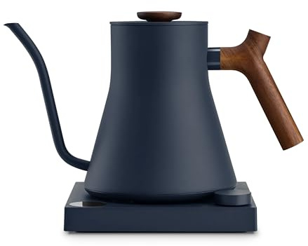 Fellow Stagg EKG Pro Electric Gooseneck Kettle, 0.9L, 304 Stainless Steel | Variable Temperature Control for Pour-Over Coffee and Tea, Quick Heating, Brew Timer, Scheduling, Stone Blue with Walnut