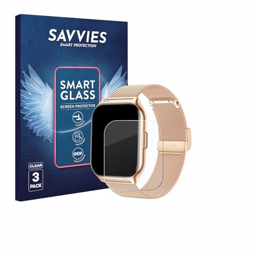 Savvies Schutzglas für APAUK Smartwatch 2.01 | 3 Stück Transparenter Displayschutz Made in Germany Panzer Schutz Glas 9H Schutzfolie HD Klar Blasenfrei Einfache Montage
